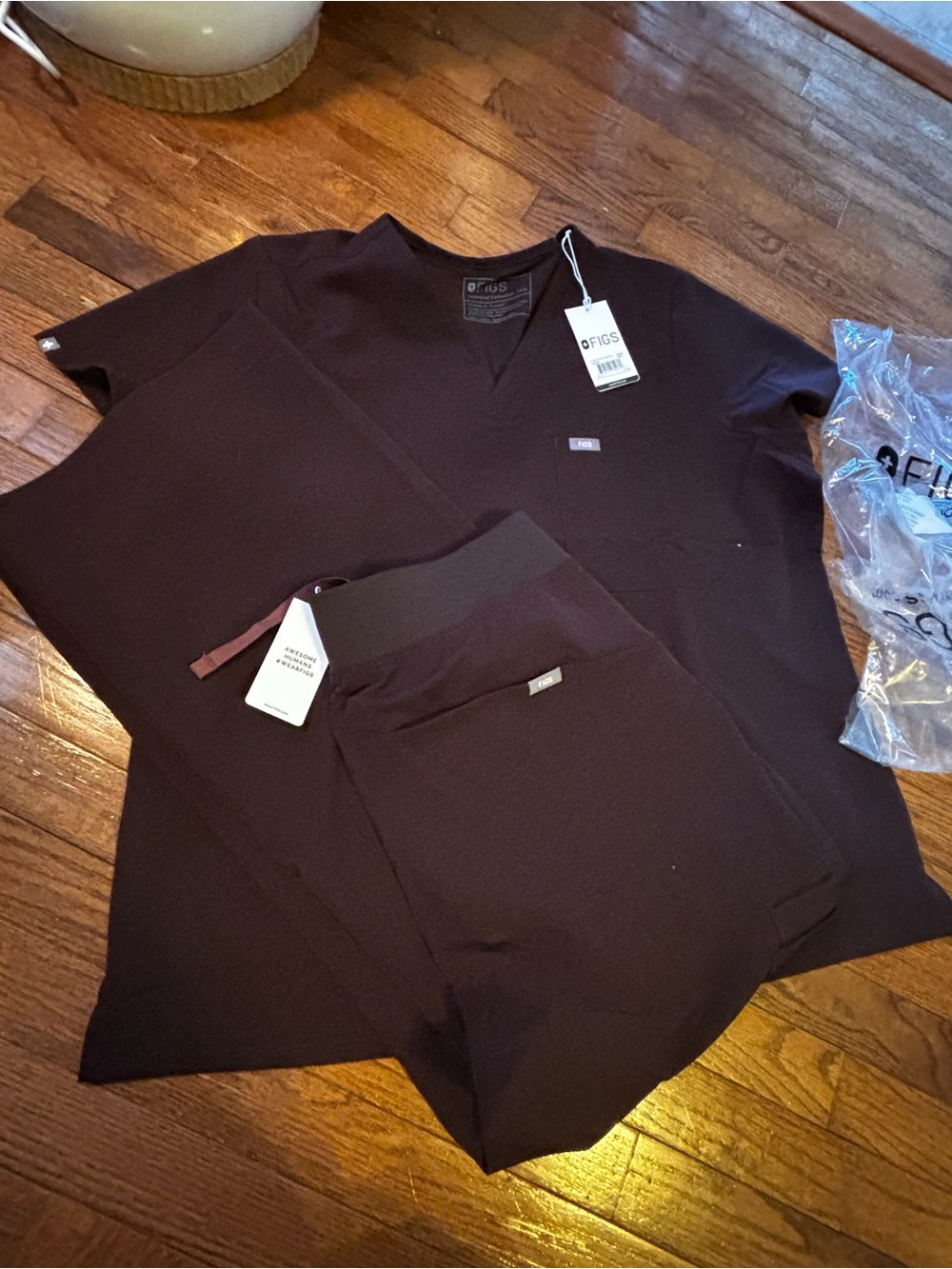 XL Espresso Scrub Set FIGS Catarina and Isabel wide leg Brown Sold Out Colour